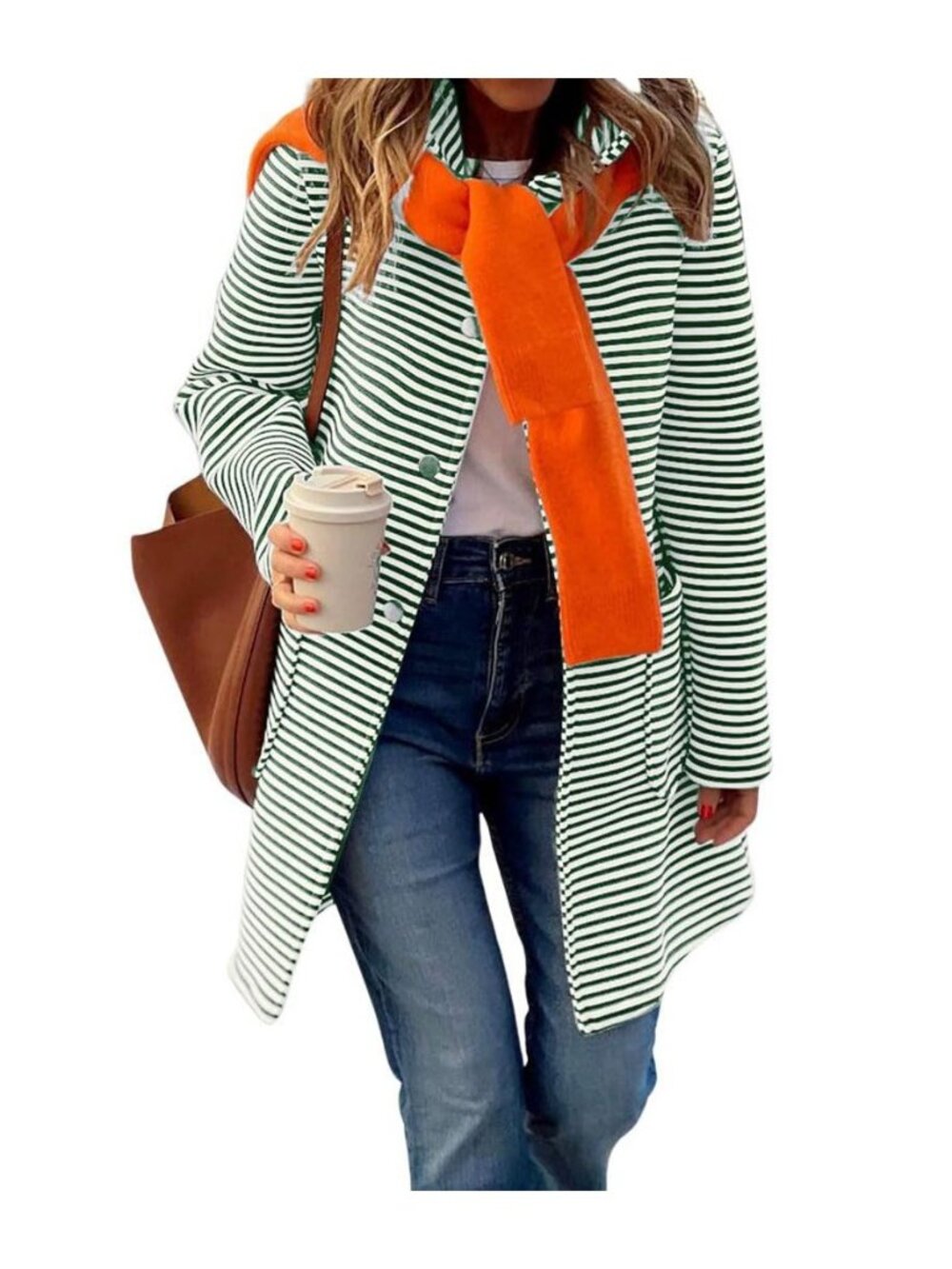 Women's Color Block Striped Hooded Cardigan Sweaters Button Down Long Coatigan